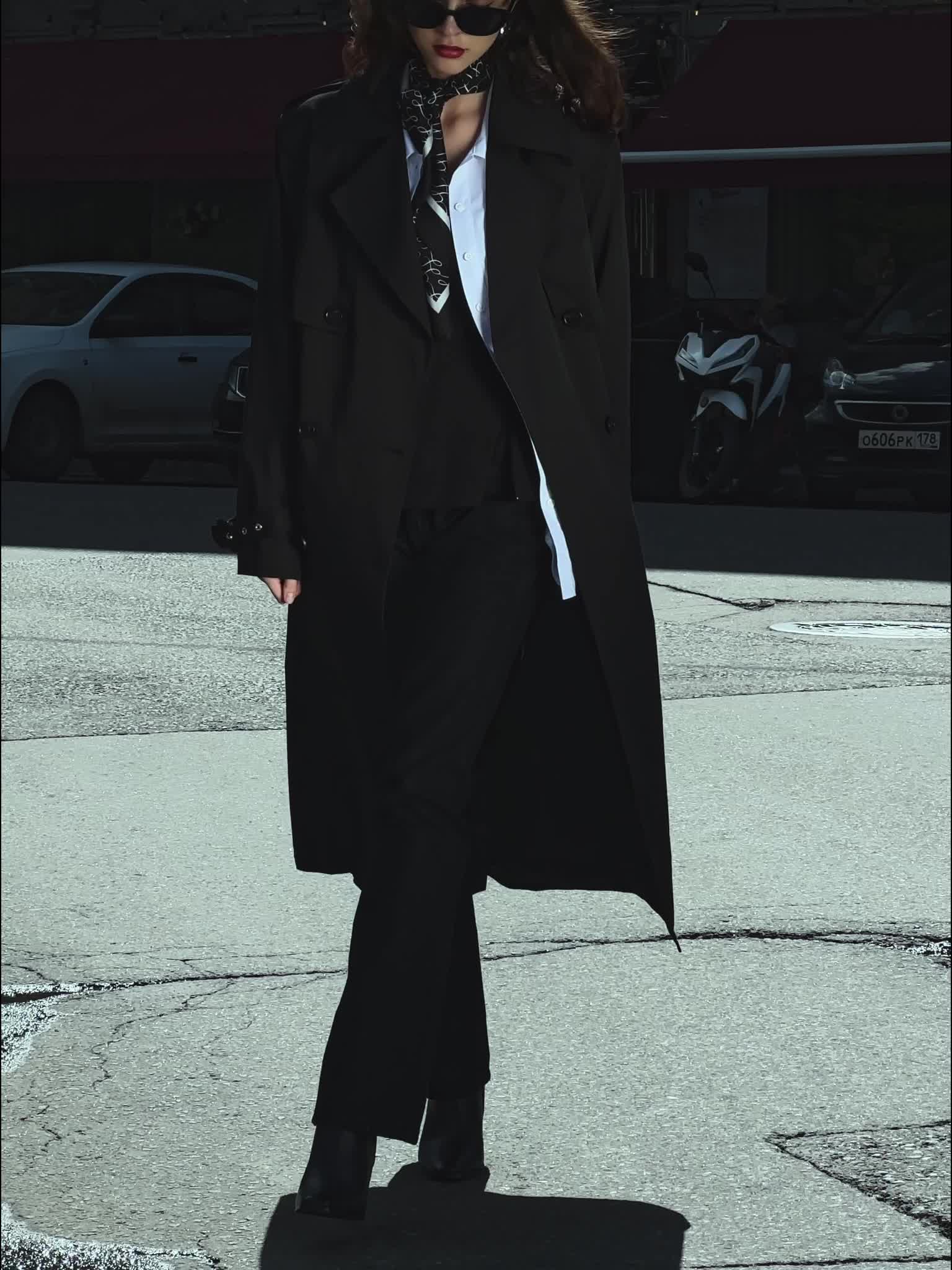 Midi trench coat with a wide belt :: LICHI - Online fashion store